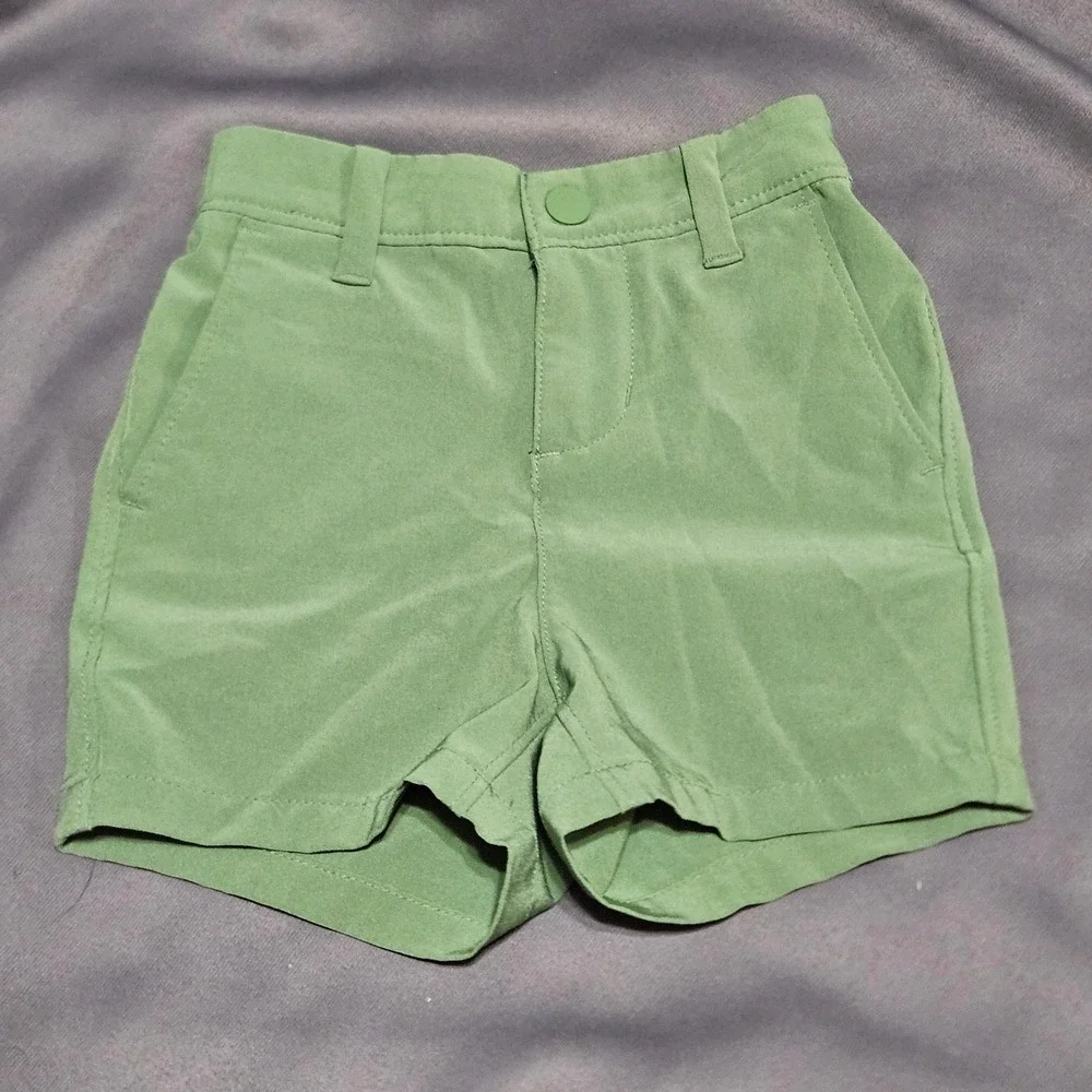 Janie and Jack Boys Sage Green Performance Shorts 6-12 Months Elastic Back Snap